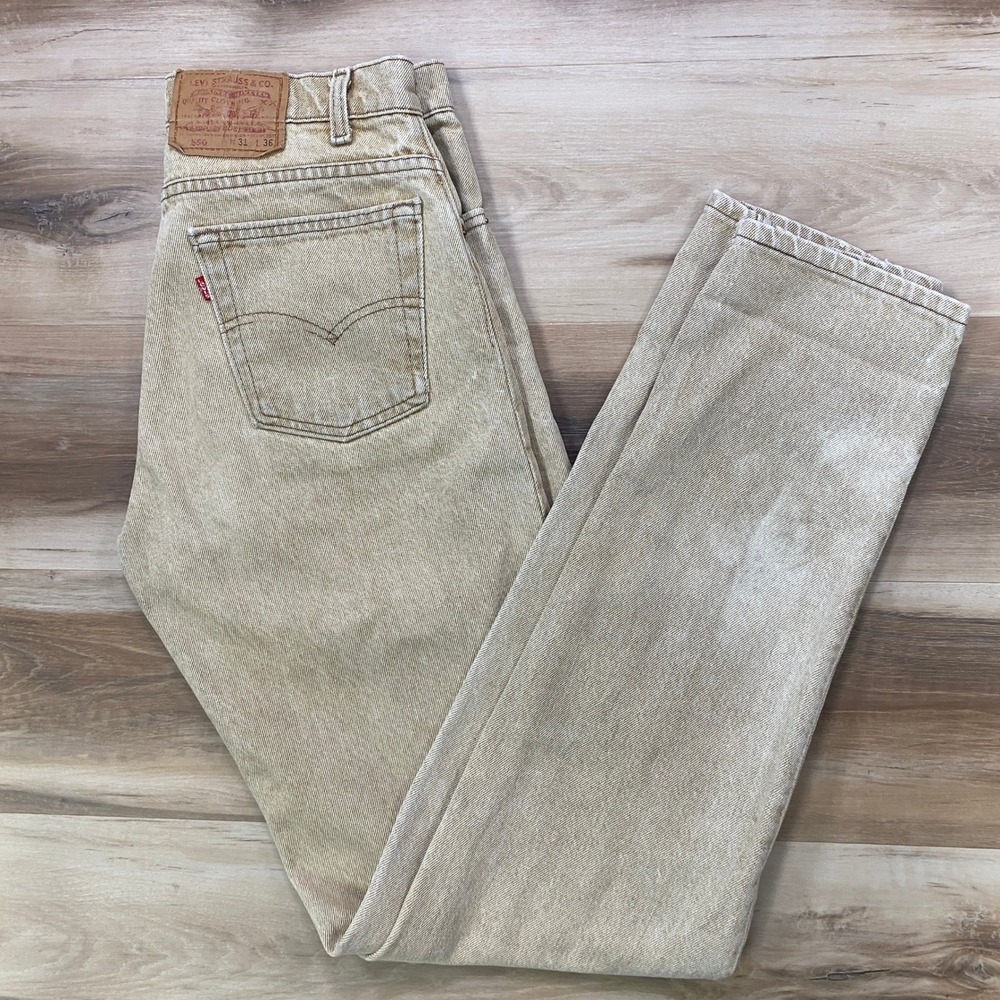 Levis 550 Jeans 31x36 Vintage 90s Relaxed Tapered Cotton Tan Made in USA 1992